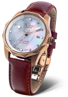 Reloj de mujer color oro rosa con correa de cuero -...