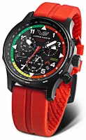 Reloj de hombre negro con correa de silicona roja -...
