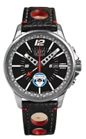 Reloj de hombre Negro/Plata de Acero Inoxidable y Cuero -...