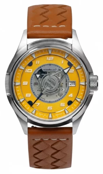 Reloj de hombre amarillo con correa de cuero - Modelo Colani: 1372-5