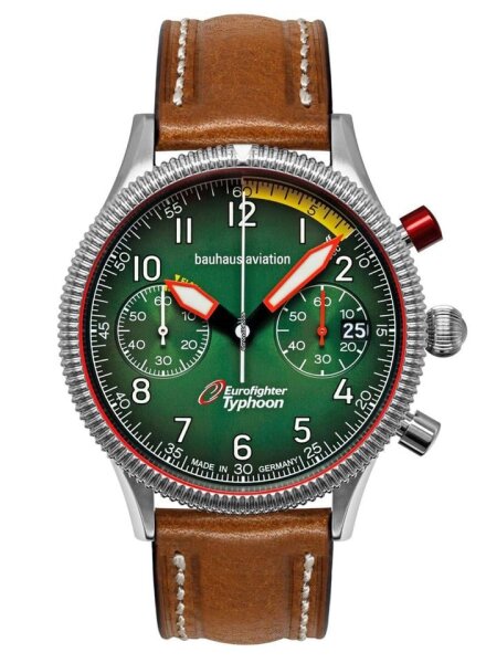 Reloj de hombre verde con correa de cuero - Modelo Bauhaus: 25764