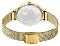 Reloj de mujer de acero inoxidable color oro con correa de malla milanesa, modelo Bering: 13434-332.