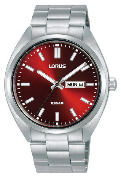 Reloj de hombre de acero inoxidable con esfera Sunray roja, modelo Lorus: RH369AX-9.