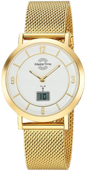 Damenuhr Gold Edelstahl Milanaise Funkquarz Analog Weiß Zifferblatt MTLA-10949-12M