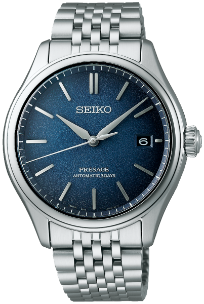 Elegante Seiko Presage Herren-Automatikuhr mit blauem Zifferblatt und Saphirglas - Seiko Modell: SPB525J1