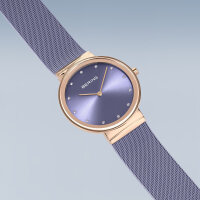 Damenuhr BERING Classic Roségold Uhr - Elegantes Lavendel Zifferblatt, Milanaiseband Bering Modell:10135-968