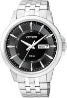 Herrenuhr: Elegante Edelstahl Quarzuhr Mit Schwarzem Zifferblatt Citizen Modell: BF2011-51EC