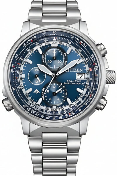 Citizen Promaster Sky AT8300-58L Herren Funk-Solaruhr: Edelstahl, blaues Zifferblatt, 20 ATM