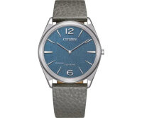 Unisex Ultra-Slim Eco-Drive Armbanduhr mit blauem...