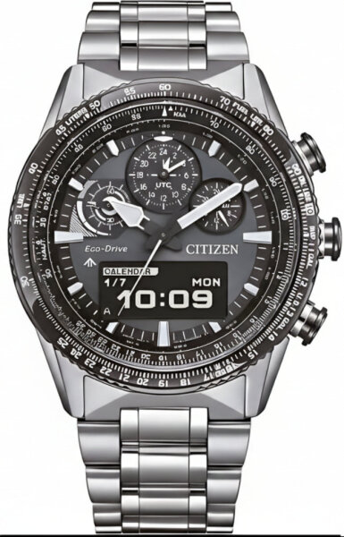 Citizen Promaster Sky Eco-Drive Pilot Herrenuhr, Solar, 20 ATM, Grau, Edelstahl Modell: JV2006-55H