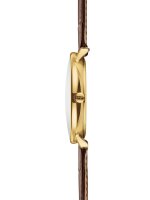 Elegante Herrenuhr Hamburg Quarz Saphirglas Datumsanzeige Dunkelblau Goldfarben Lederarmband - Sternglas Modell: S01-HH07-HE01