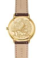 Elegante Herrenuhr Hamburg Quarz Saphirglas Datumsanzeige Dunkelblau Goldfarben Lederarmband - Sternglas Modell: S01-HH07-HE01