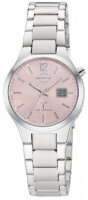 Damen Funkuhr elegant, Edelstahl-Armband, rosa...