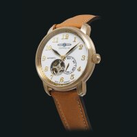 Herrenuhr, Automatik mit offenem Herz, weißes Zifferblatt - Zeppelin Modell: 7664-1