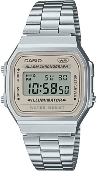 Unisex Digitaluhr aus Kunststoff - Silbernes Zifferblatt - Casio Modell: A168WA-8AYES