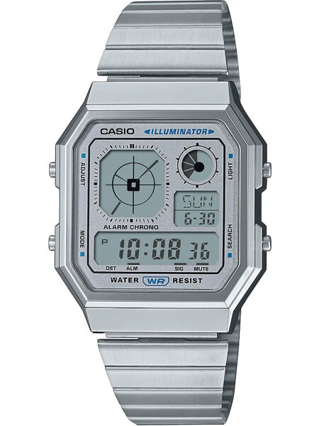 Herrenuhr Digital Edelstahl Silber Retro Look - Casio Modell: A130WE-7AEF
