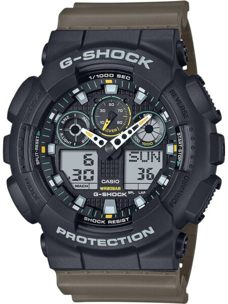 Herrenuhr, G-Shock aus Kunststoff - Schwarzes Zifferblatt - Casio Modell: GA-100TU-1A3ER