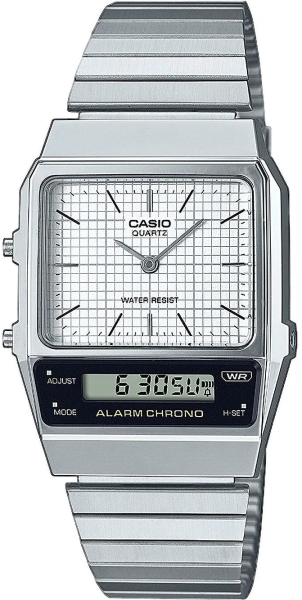 Unisex-Uhr, Vintage Edgy Design, weißes Zifferblatt - Casio Modell: AQ-800E-7AEF