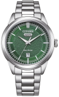 Herrenuhr, Eco-Drive Solaruhr aus Edelstahl - Grünes Zifferblatt - Citizen Modell: AW0151-85XC