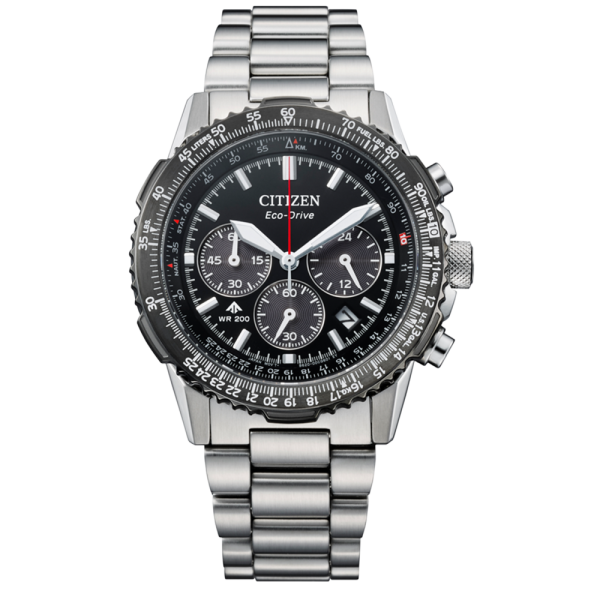 Herrenuhr, Eco-Drive Edelstahl Chronograph - Schwarz - Citizen Modell: CA4664-60E