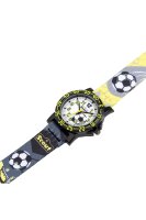 Scout Kinderuhr analog aus der Serie "The IT-Collection" mit gelb grünem Kunstlederband Fußball-Motiven und Quarzwerk