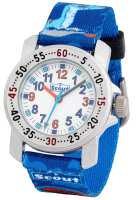Scout Kinderuhr analog aus der Serie "Action" mit blauem Textilband mit Dino-Motiven und Quarzwerk