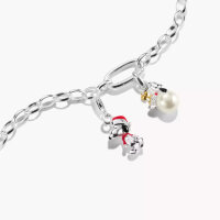 Charm-Anhänger mit Perle Snoopy Woodstock PEANUTS Connect 18k Vergoldung