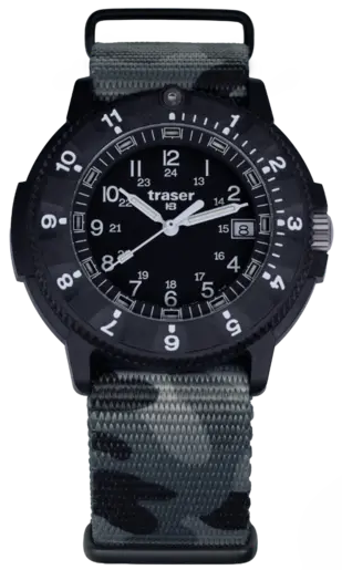 Herrenuhr, taktische Einsatzuhr, schwarzes Zifferblatt - traser Modell: 111831
