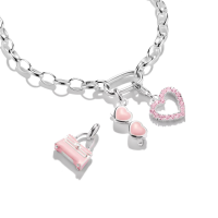 Damen, Charm-Anhänger Pink Sonnenbrille, Silber -...