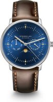 Herrenuhr mit blauem Zifferblatt und Lederarmband -...