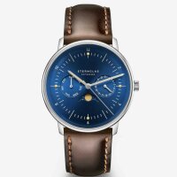 Herrenuhr mit blauem Zifferblatt und Lederarmband -...