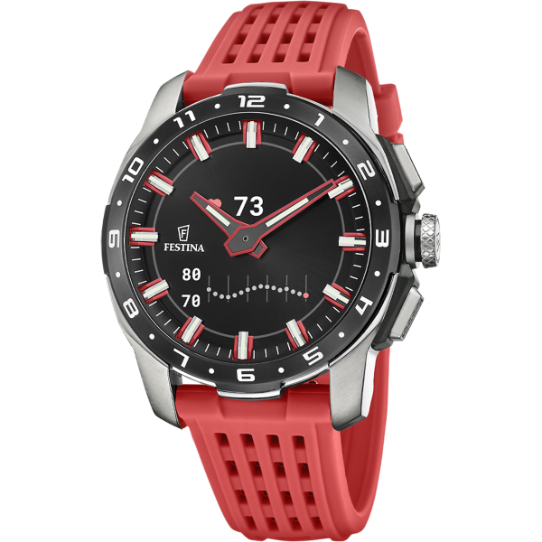 Herrenuhr mit rotem Silikonarmband - Festina Modell: F23305/4