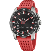 Herrenuhr mit rotem Silikonarmband - Festina Modell:...